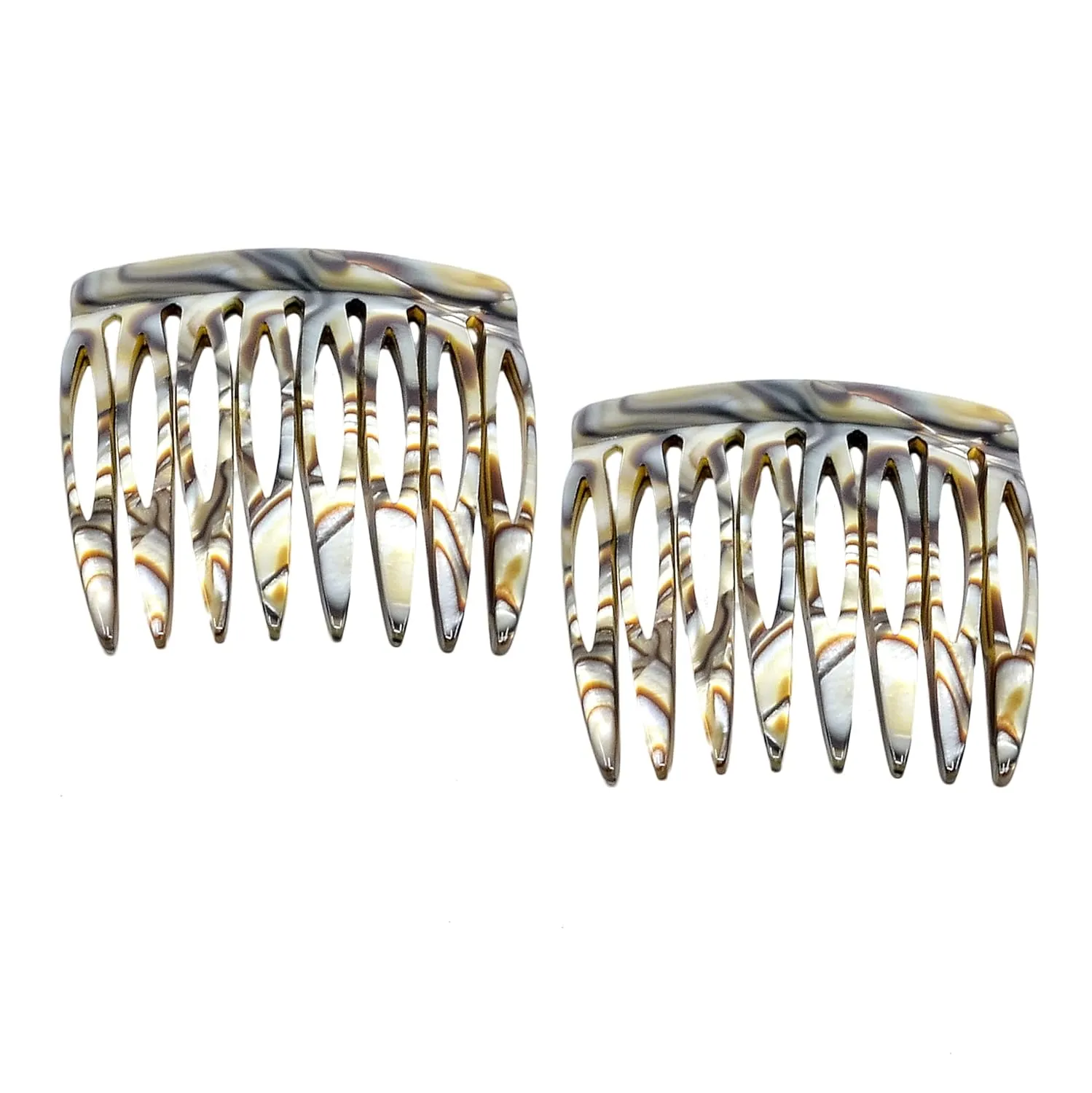 Camila Paris Onyx Pearl Tokyo French Hair Side Comb 6 Piece Handmade Small, French Twist Decorative Hair Combs, Strong Hold Hair Comb Clips for Women, Styling Girls Hair Accessories, Made in France