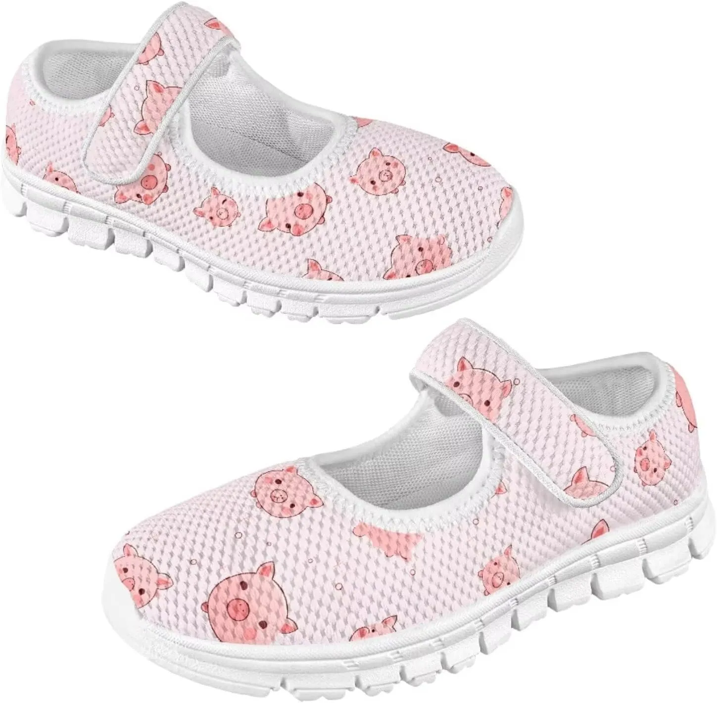 Cartoon Pink Print Girls Sneakers Mary Jane Shoes Dress Shoes for Toddler Lightweight Flat Shoes Anti-Slip School Uniform Shoes for Party,Travel