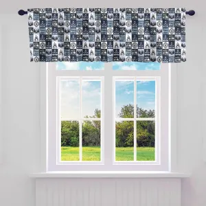 Castle Fairy Adventure Camping Valance Curtains Lodge Cabin Jungle Trees Lake Boat Window Valances for Kitchen Living Room Blue Grid Tribal Arrow Rustic Valances for Bedroom Bathroom 52" W X 12" L