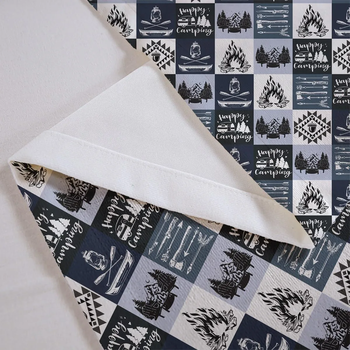 Castle Fairy Adventure Camping Valance Curtains Lodge Cabin Jungle Trees Lake Boat Window Valances for Kitchen Living Room Blue Grid Tribal Arrow Rustic Valances for Bedroom Bathroom 52" W X 12" L