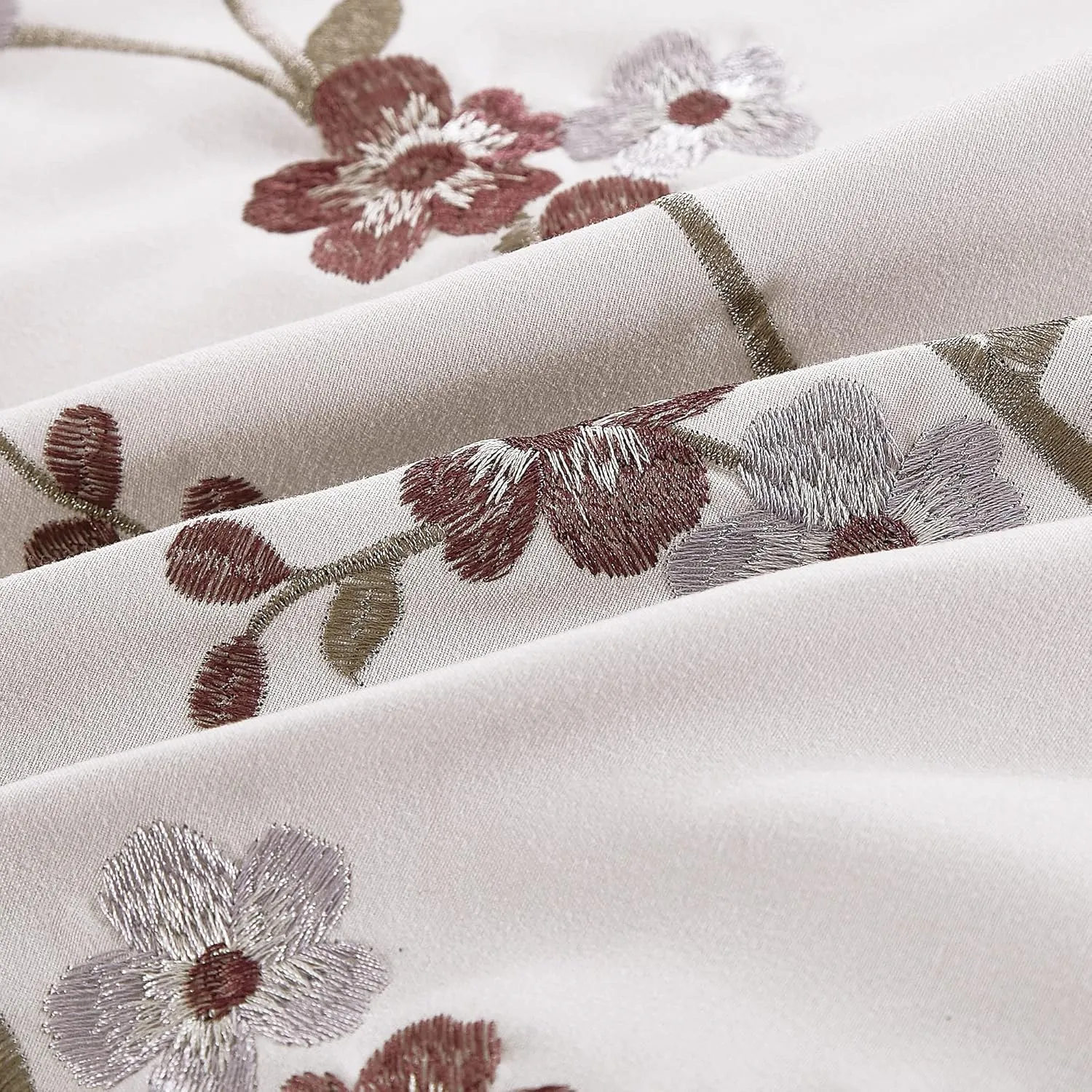 Chezmoi Collection Everly Queen Bed in a Bag 7-Pieces Luxury Lavender Purple Gray Cherry Blossom Floral Embroidery Comforter Set with Sheets All Season Bedding Set, Queen
