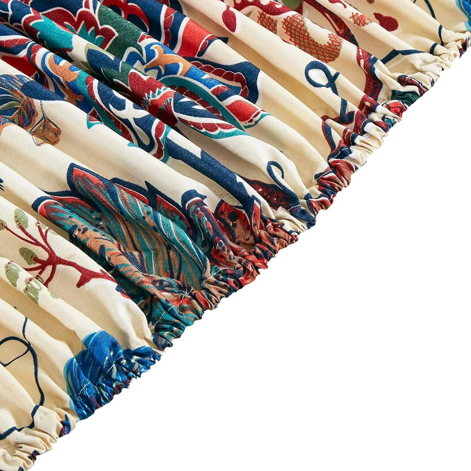 Chezmoi Collection Paradise 4-Piece Floral Bed Sheet Set - Multicolor Blue Red Orange Cream Printed Microfiber 14-Inches Deep Pocket Sheets & Pillowcases Set, King