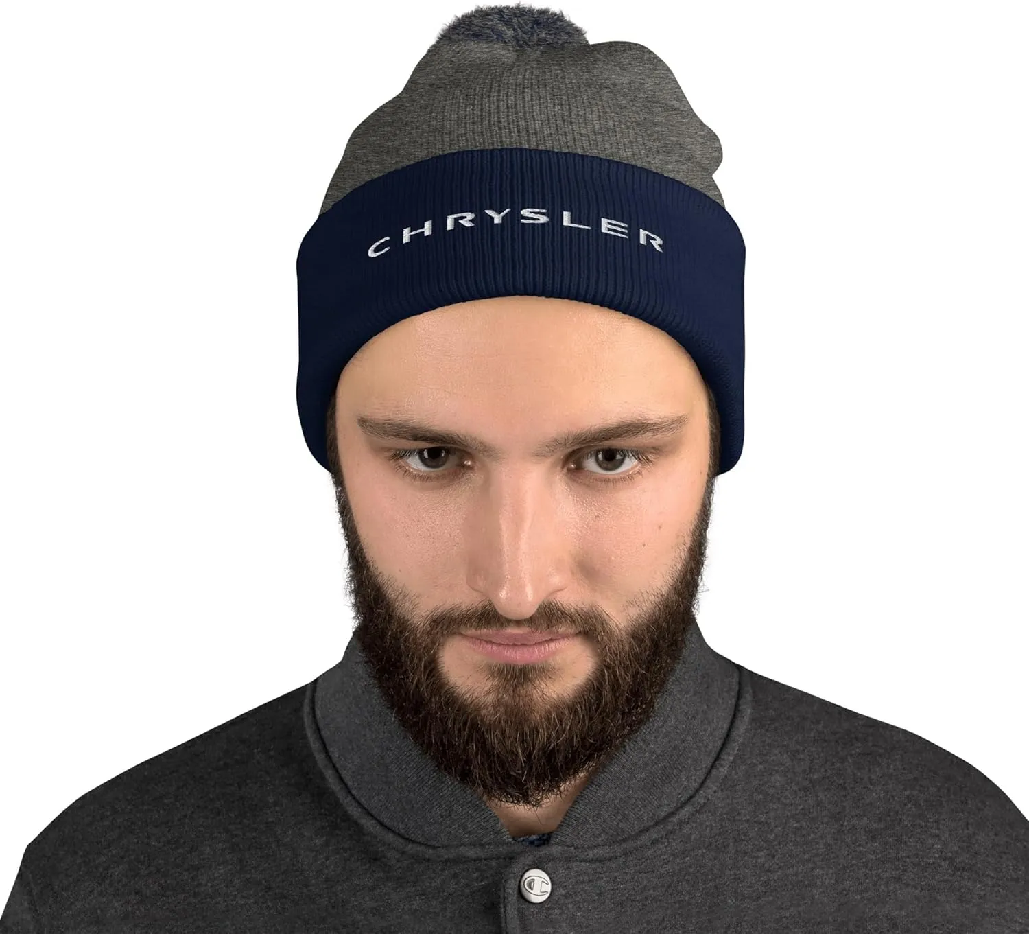 Chrysler Logo Pom Pom Knit Beanie Hat