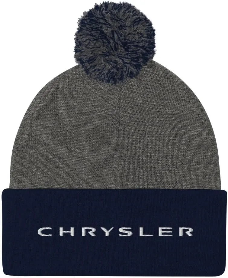 Chrysler Logo Pom Pom Knit Beanie Hat