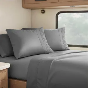 Clara Clark RV Queen Sheets, 6 Piece RV Sheets Set - Hotel Luxury Sheets for RV Bunks, Super Soft Bedding Set, Short Queen,Charcoal Gray
