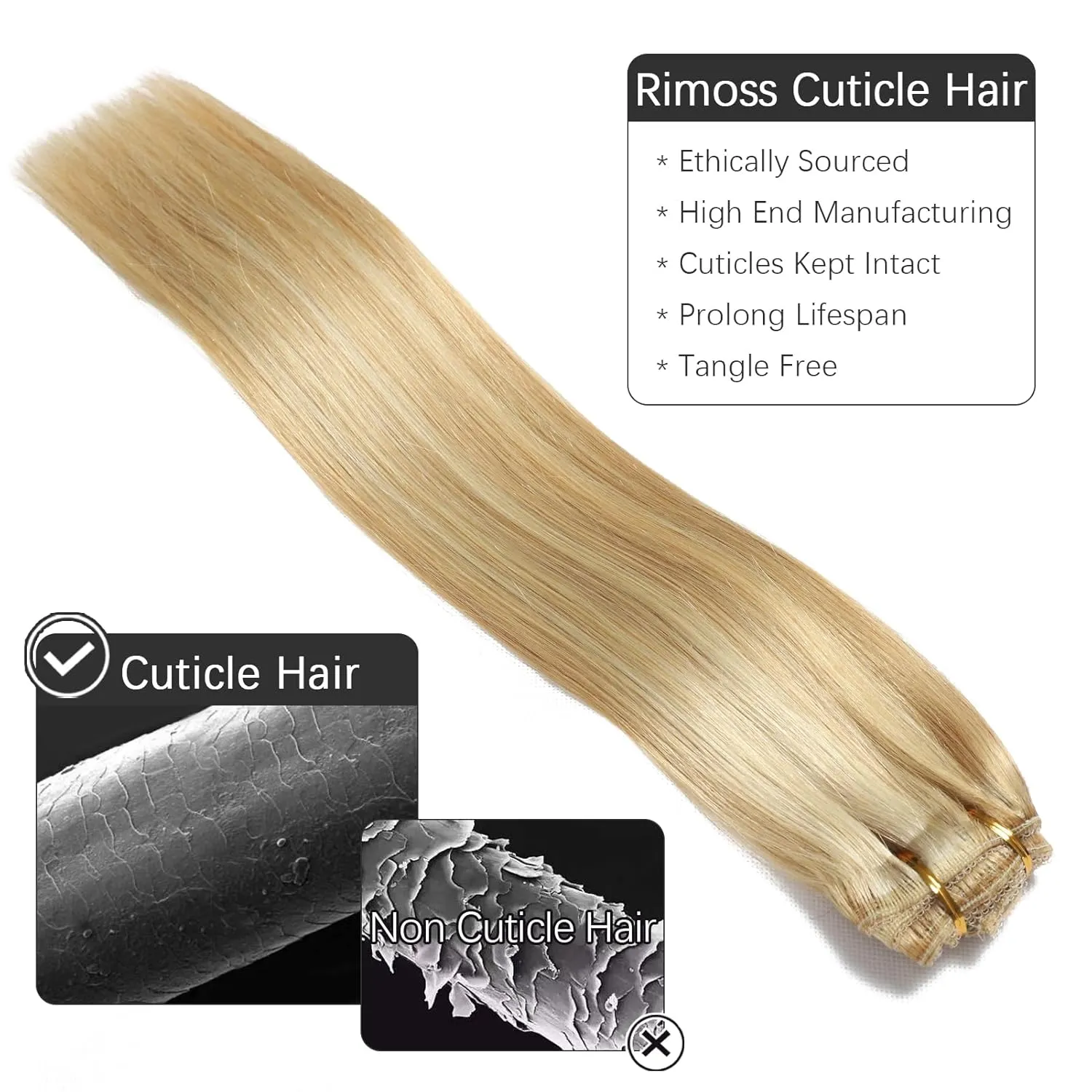 Clip in Hair Extensions Real Human Hair - 120g 20 Inch 7pcs, Dirty Blonde to Bleach Blonde Highlight - Soft Remy Hair Extensions Real Human Hair Clip ins for Women (20 Inch)