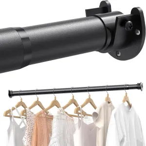 Closet Rods for Hanging Clothes, 17 to 69 Inches Stepless Adjustable Metal Closet Rod, 1.3 Inches Heavy Duty Clothes Hanging Rod for Closet Wardrobes Laundry RV