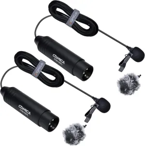 COMICA CVM-V02C XLR 48V Phantom Power Cardioid Lavalier Microphone,with Lapel Clip and Wind Muff,Lapel Mic for Camera Canon Sony Panasonic Camcorders Video Recording Interview YouTube