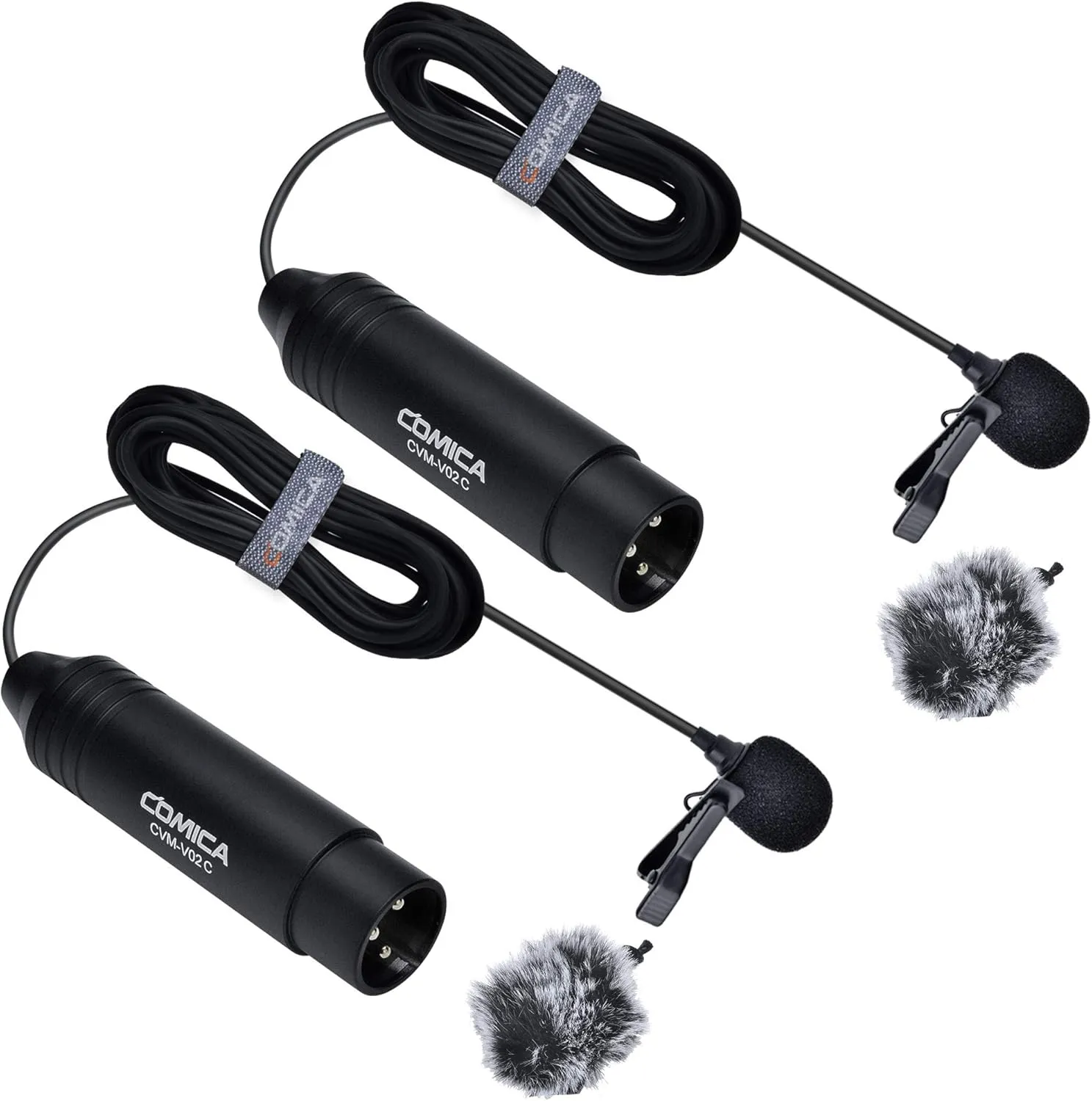 COMICA CVM-V02C XLR 48V Phantom Power Cardioid Lavalier Microphone,with Lapel Clip and Wind Muff,Lapel Mic for Camera Canon Sony Panasonic Camcorders Video Recording Interview YouTube
