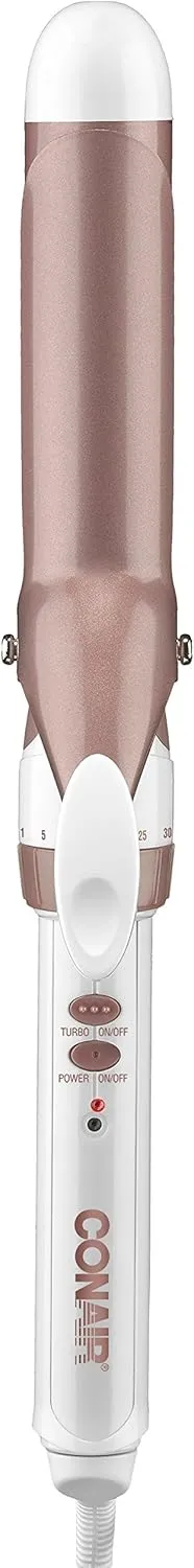 Conair Double Ceramic 1 1/4-Inch Curling Iron, 1 ¼ inch barrel produces loose curls – for use on medium and long hair