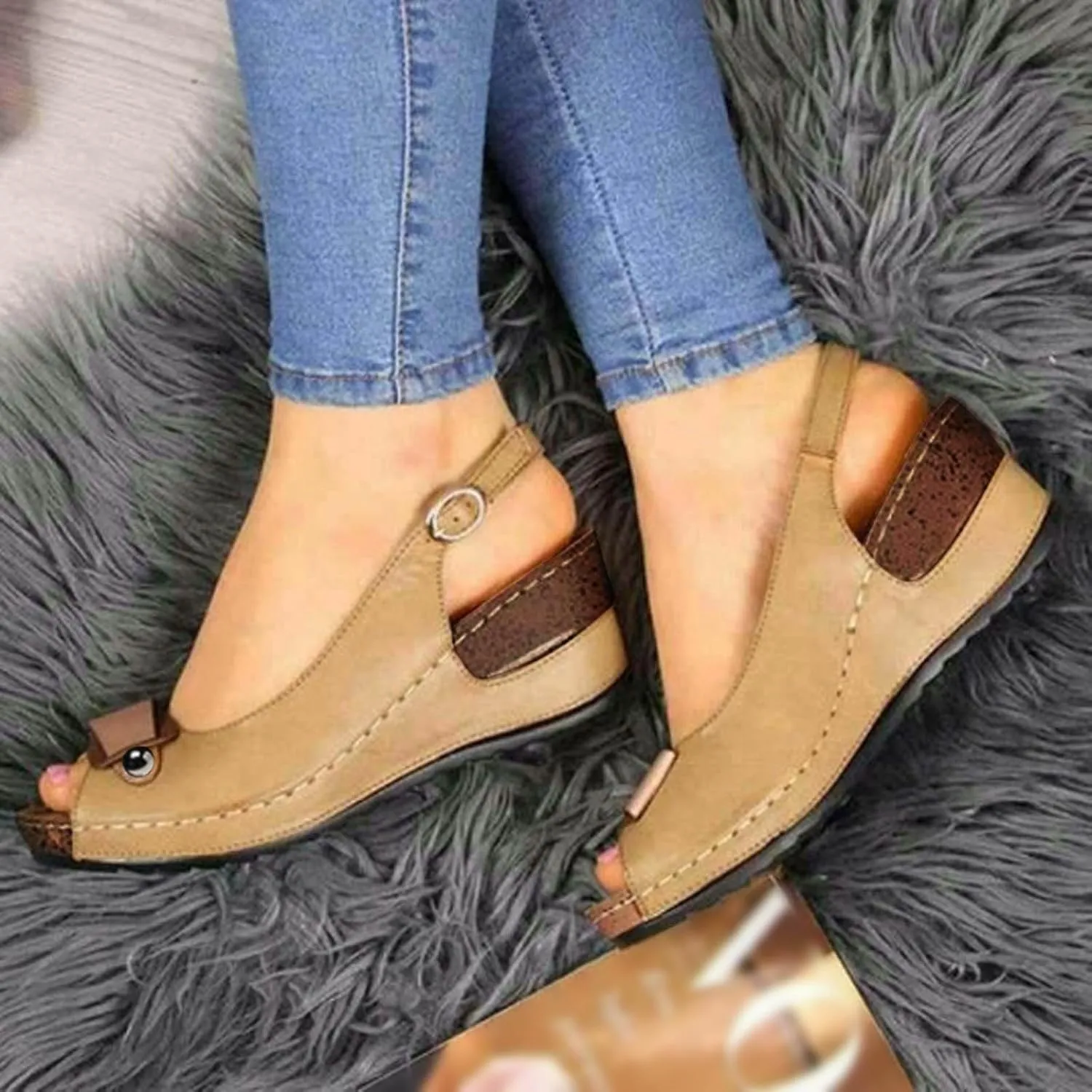 Cool Slippers Female Soft Soled Non Slip Wear Resisting Flat Beach Flops Lady Womens Closed Toe Sandals Wide Width