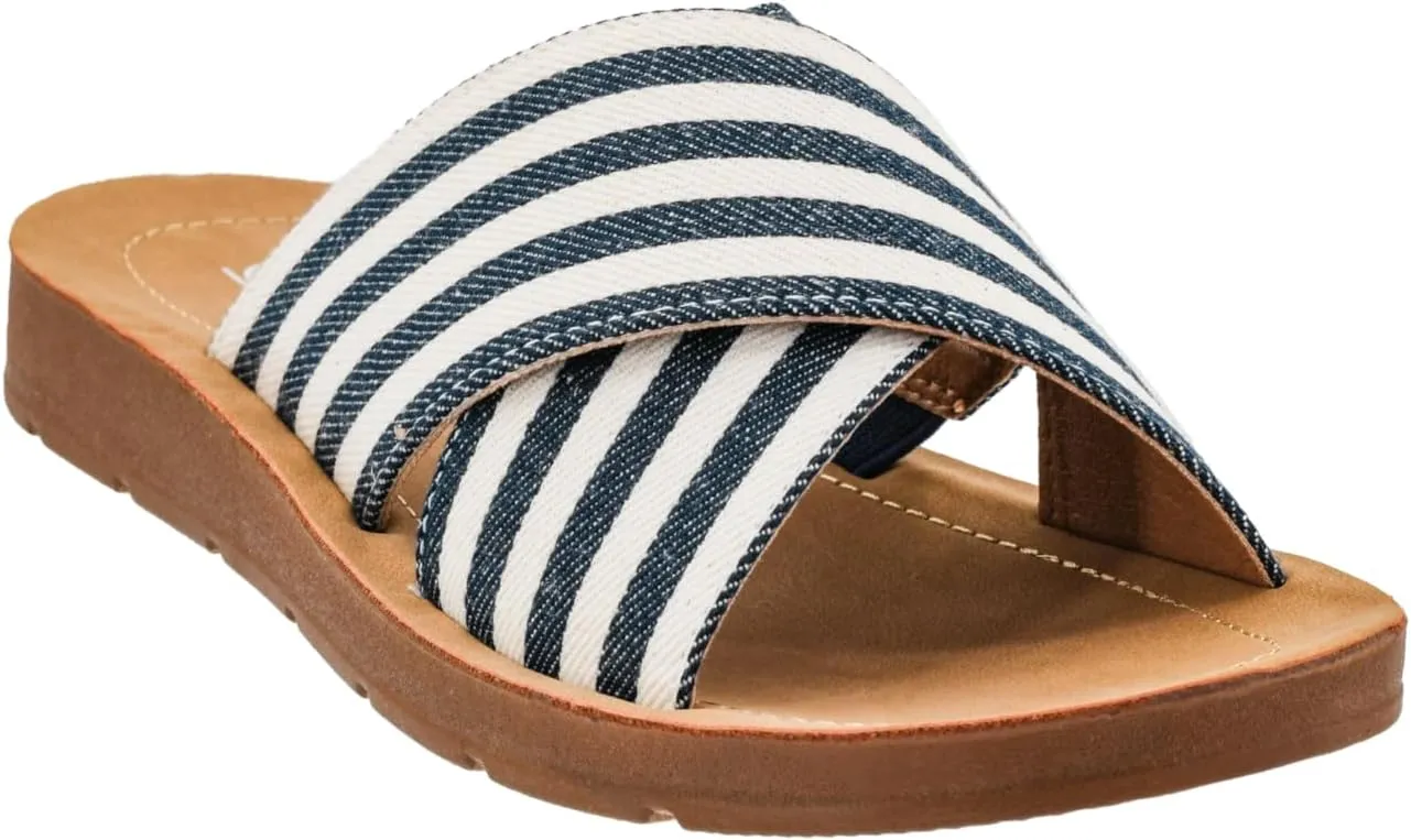 Corkys Footwear Womens Dig It Sandals - Featuring Unique Criss-Cross Straps, A Cushioned Insole, and Elastic Gore - Stylish and Comfortable for Everyday Wear
