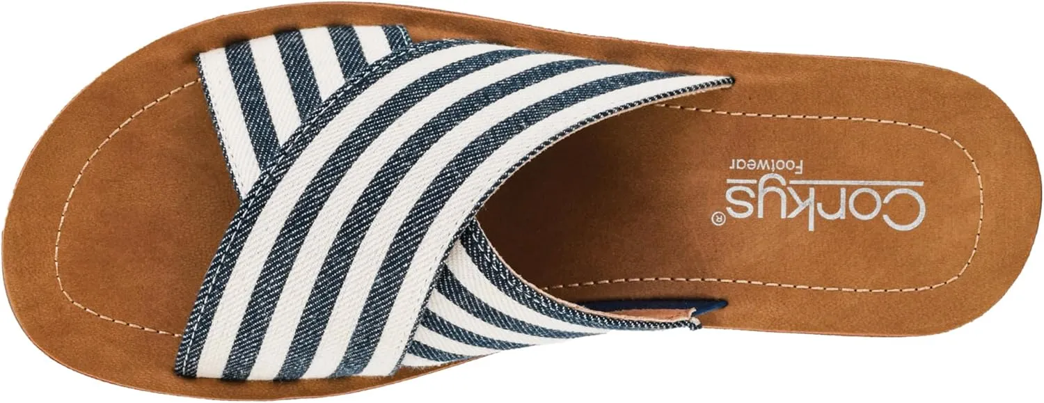 Corkys Footwear Womens Dig It Sandals - Featuring Unique Criss-Cross Straps, A Cushioned Insole, and Elastic Gore - Stylish and Comfortable for Everyday Wear