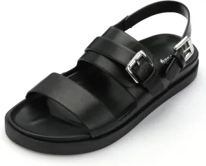 CosyFever Women's Black Slip On Flat Footbed Sandals Adjustable Back Strap Comfortable Walking Shoes for Casual Outfits Summer Work - 10 B(M) US