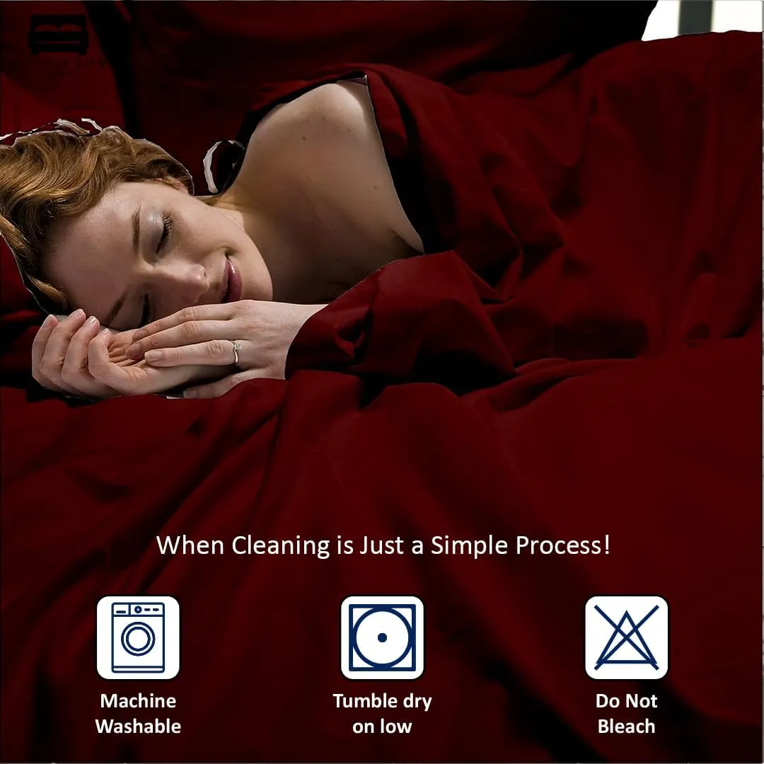 Cottingon RV King Sheets 72 x 80,Luxury Soft 100% Egyptian Cotton, 4 Pcs Camper Bedding Set to Fit Upto 15" Deep Custom RV Mattress, Burgundy Solid