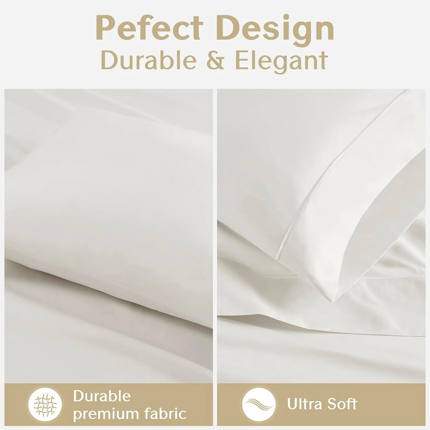 CROSCILL Egyptian Cotton Sheet Luxuriously Soft 500TC Cotton Sheets, Fitted Deep Pocket Sheet Set Fits Up to 18" Mattress, All Seasons 100% Certified Egyptian Cotton Bed Sheets, Queen White 4 Piece