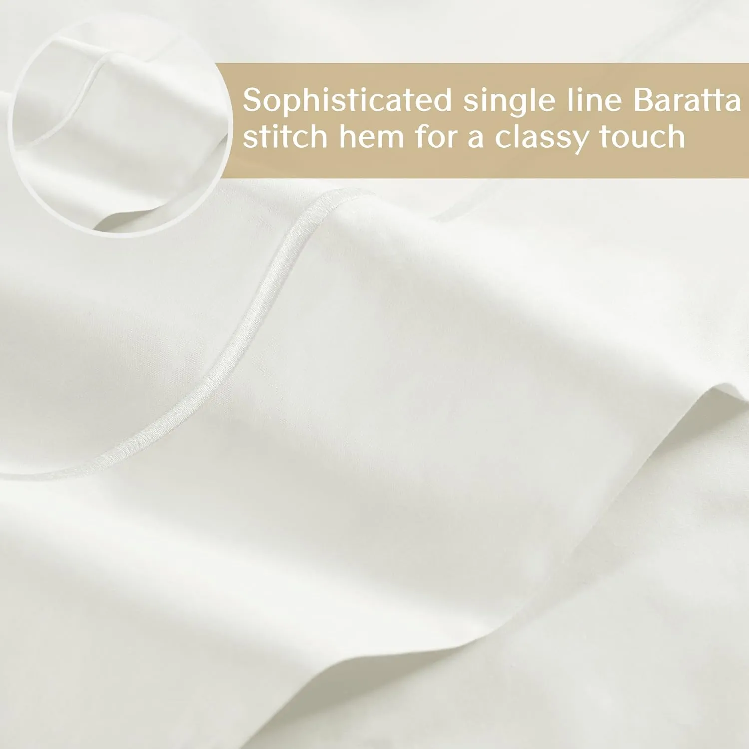 CROSCILL Egyptian Cotton Sheet Luxuriously Soft 500TC Cotton Sheets, Fitted Deep Pocket Sheet Set Fits Up to 18" Mattress, All Seasons 100% Certified Egyptian Cotton Bed Sheets, Queen White 4 Piece