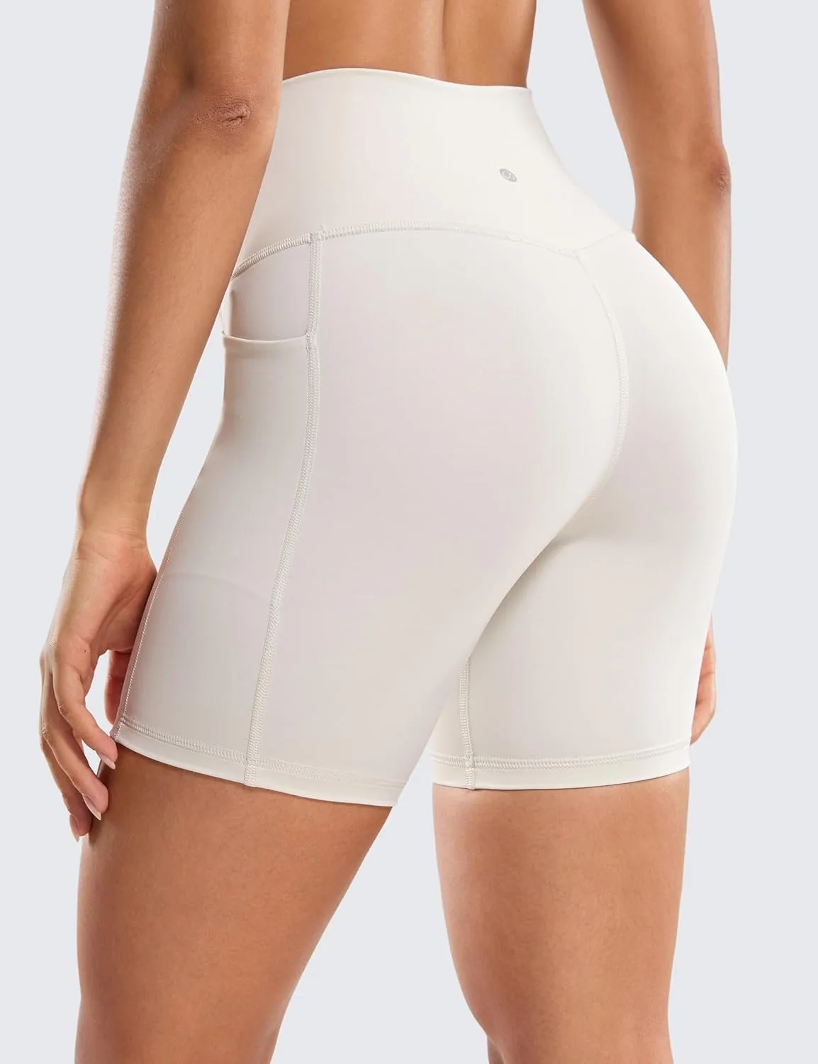 CRZ YOGA Women's Naked Feeling Biker Shorts with Pockets 6'' - High Waisted Yoga Gym Workout Spandex