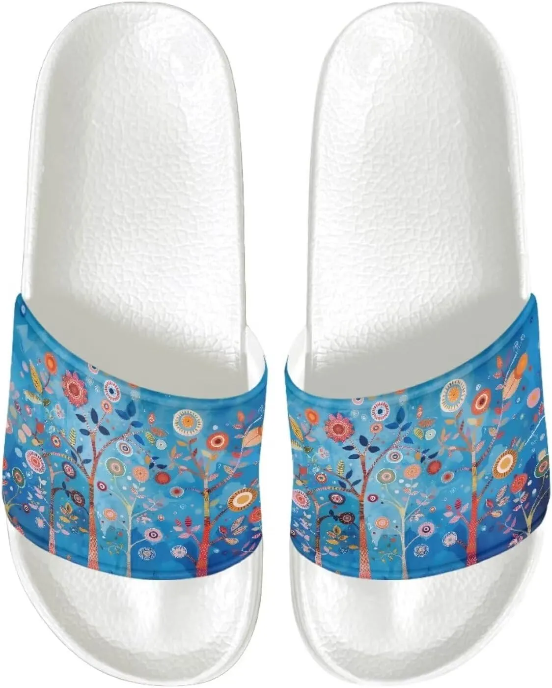 Cushioned Slide Sandals for Women Ultra Comfort Slippers Soft Summer Beach Shoes with Low Arch Support White Sole