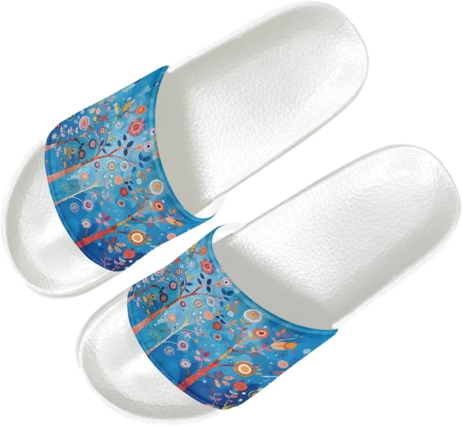 Cushioned Slide Sandals for Women Ultra Comfort Slippers Soft Summer Beach Shoes with Low Arch Support White Sole
