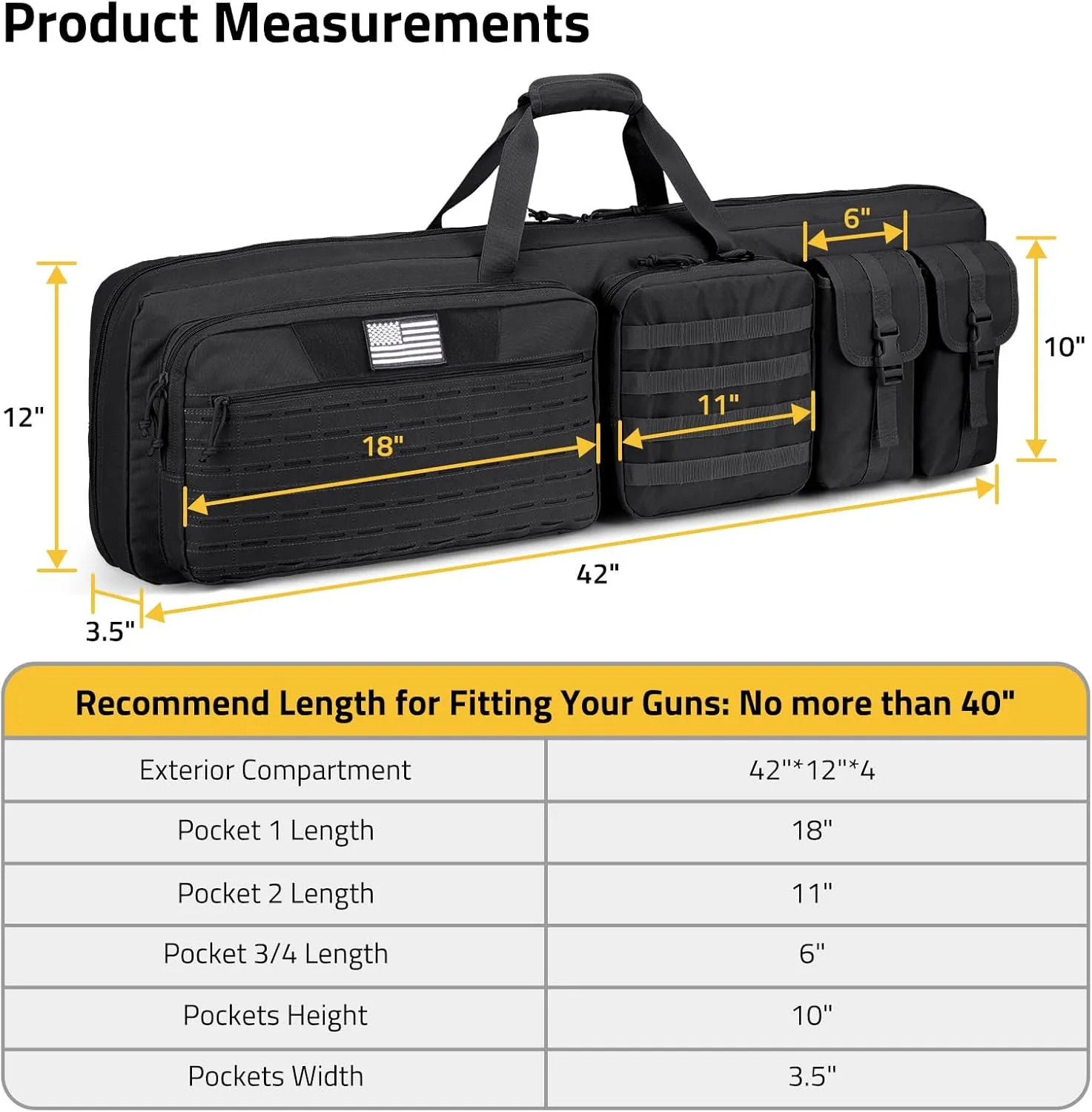 CVLIFE Soft Rifle Case Long Double Tactical Bag, Lockable Zipper Gun Case with Four Pockets, Rifle Bag Gun Backpack with Shoulder Straps and Padded Handle for Outdoor Hunting