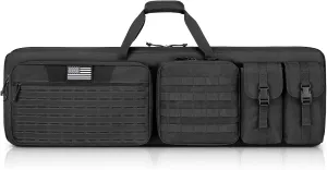 CVLIFE Soft Rifle Case Long Double Tactical Bag, Lockable Zipper Gun Case with Four Pockets, Rifle Bag Gun Backpack with Shoulder Straps and Padded Handle for Outdoor Hunting