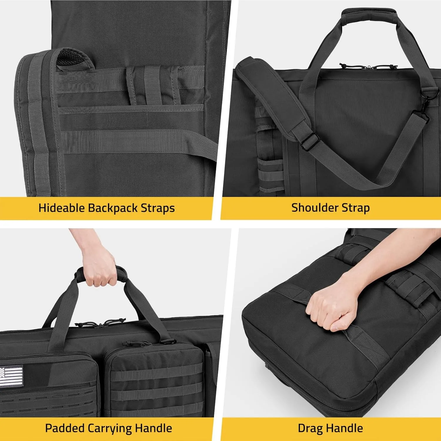 CVLIFE Soft Rifle Case Long Double Tactical Bag, Lockable Zipper Gun Case with Four Pockets, Rifle Bag Gun Backpack with Shoulder Straps and Padded Handle for Outdoor Hunting