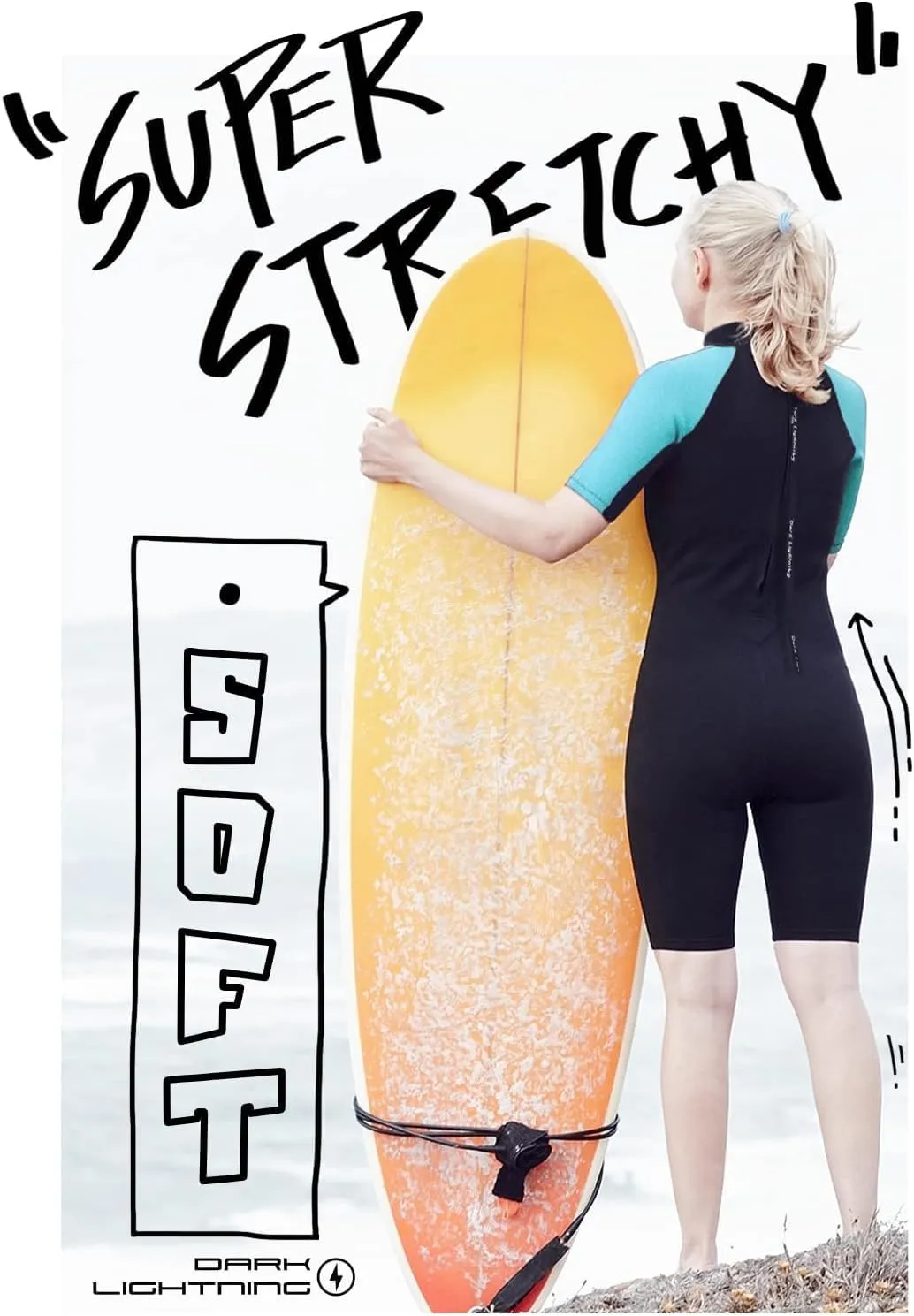 Dark Lightning Wetsuits for Men and Women, Mens/Womens Wet Suit for Cold Water, 3/2mm Wetsuit for Diving Surfing Snorkeling Kayaking Water Sports