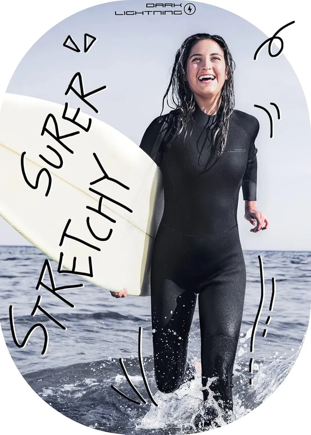 Dark Lightning Wetsuits for Men and Women, Mens/Womens Wet Suit for Cold Water, 3/2mm Wetsuit for Diving Surfing Snorkeling Kayaking Water Sports