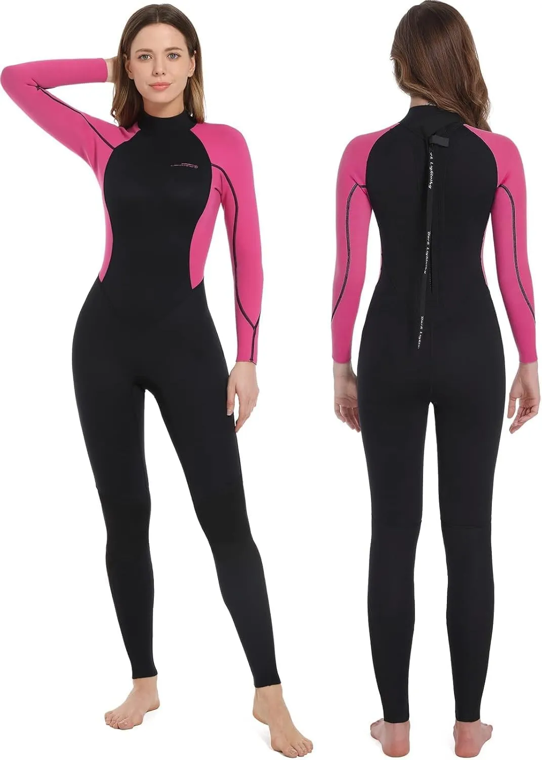Dark Lightning Wetsuits for Men and Women, Mens/Womens Wet Suit for Cold Water, 3/2mm Wetsuit for Diving Surfing Snorkeling Kayaking Water Sports