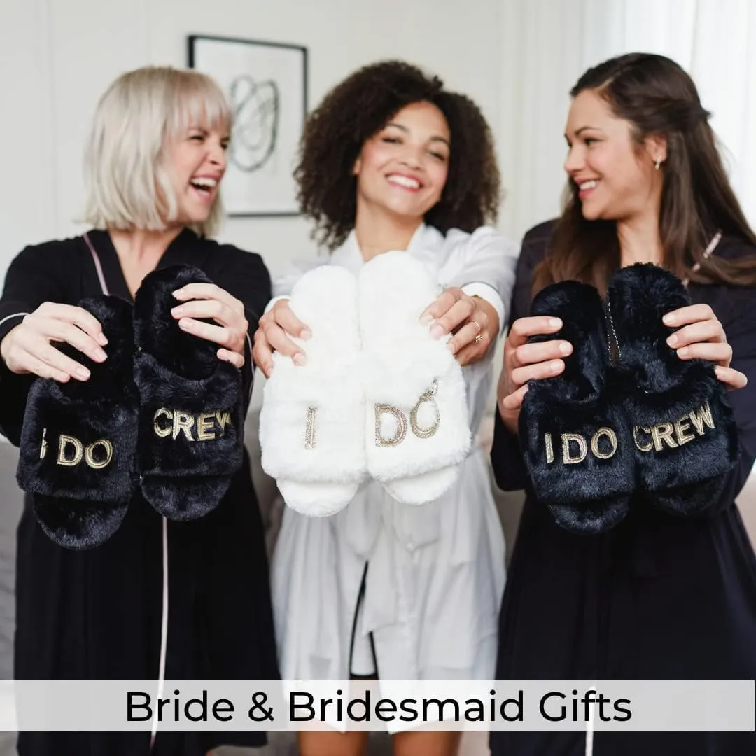 Dearfoams Women's Bride and Bridesmaid Gifts I Do Crew Matching Bridal Slippers for Wedding and Bachelorette Party