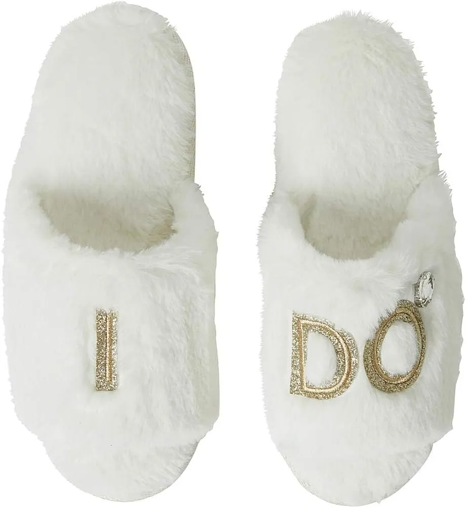 Dearfoams Women's Bride and Bridesmaid Gifts I Do Crew Matching Bridal Slippers for Wedding and Bachelorette Party