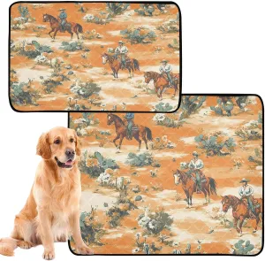 Desert Horseback Riding Washable Pee Pads for Dogs,Absorbent Reusable Puppy Pads Pet Training Pads for Whelping, Playpen, Crate, Bed Sx3