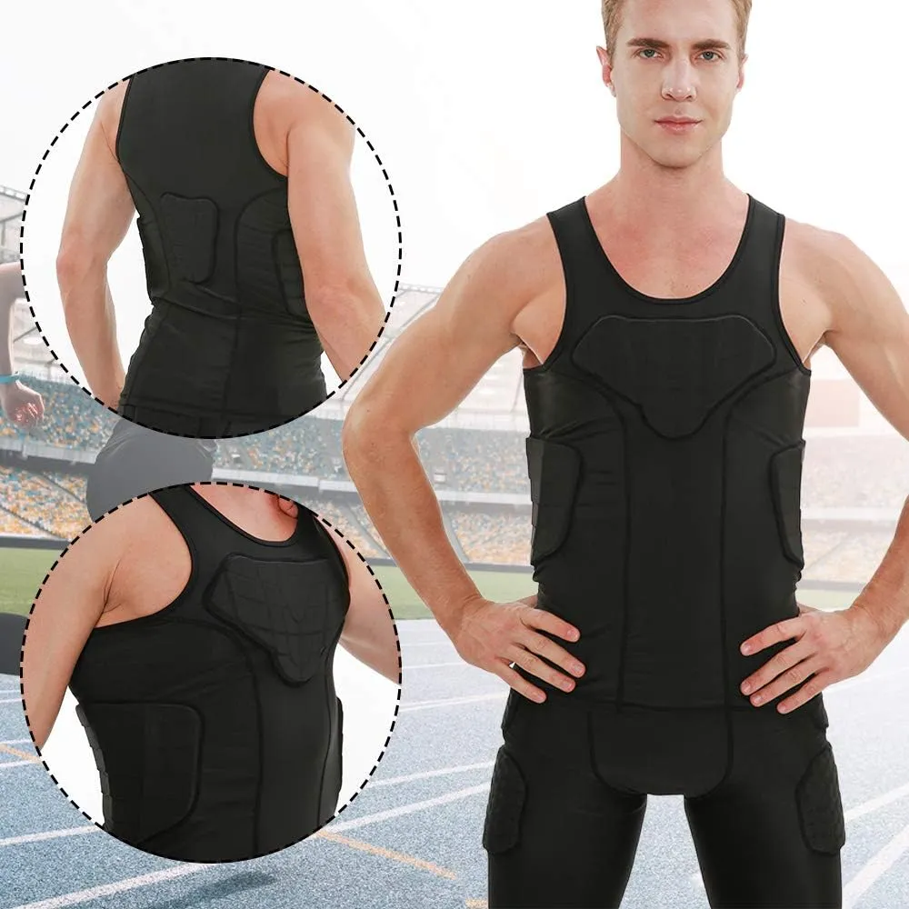 DGXINJUN Men Padded Chest Rib Protector Vest 4-Pads Shirt for Adult Football Baseball Softball Rugby Basketball