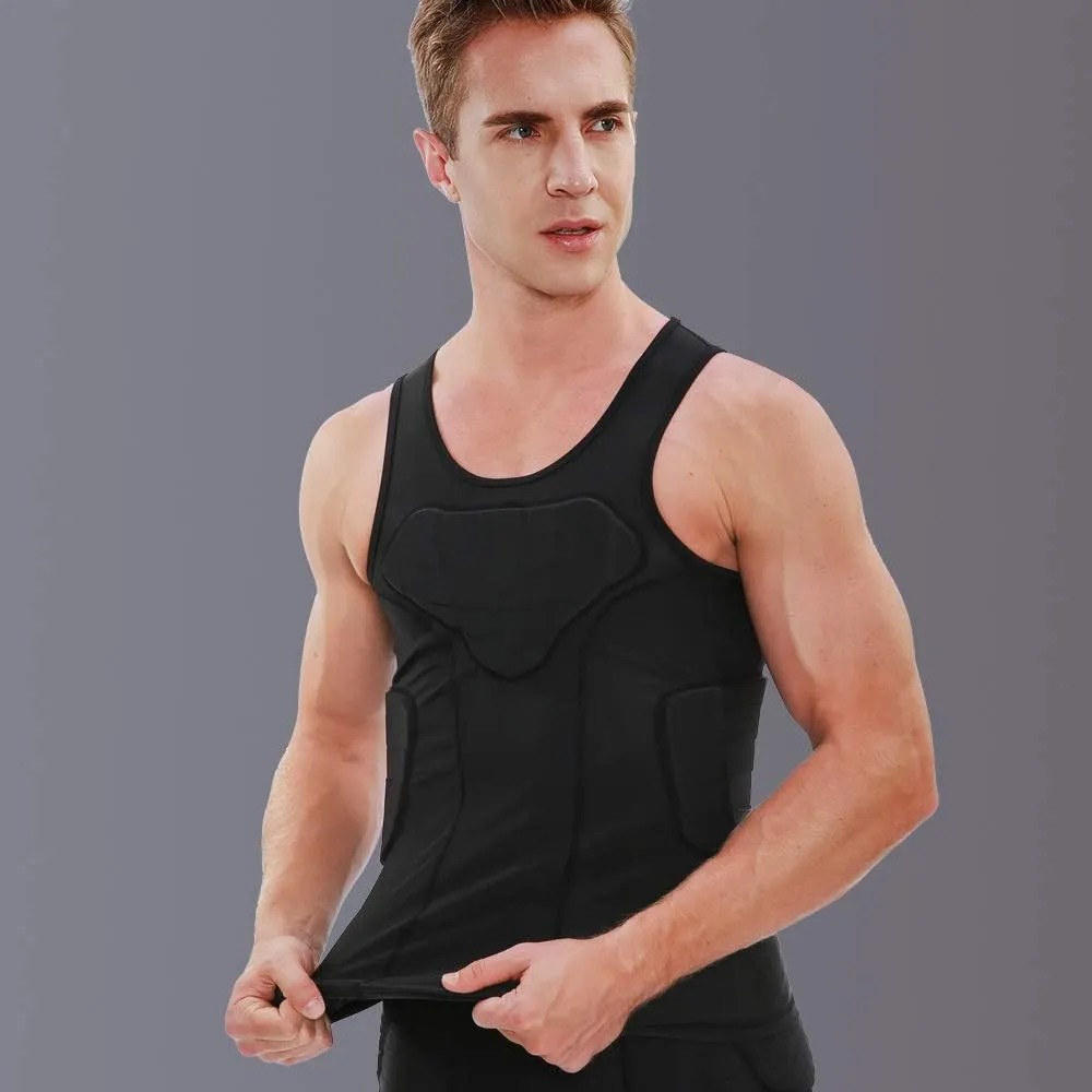 DGXINJUN Men Padded Chest Rib Protector Vest 4-Pads Shirt for Adult Football Baseball Softball Rugby Basketball