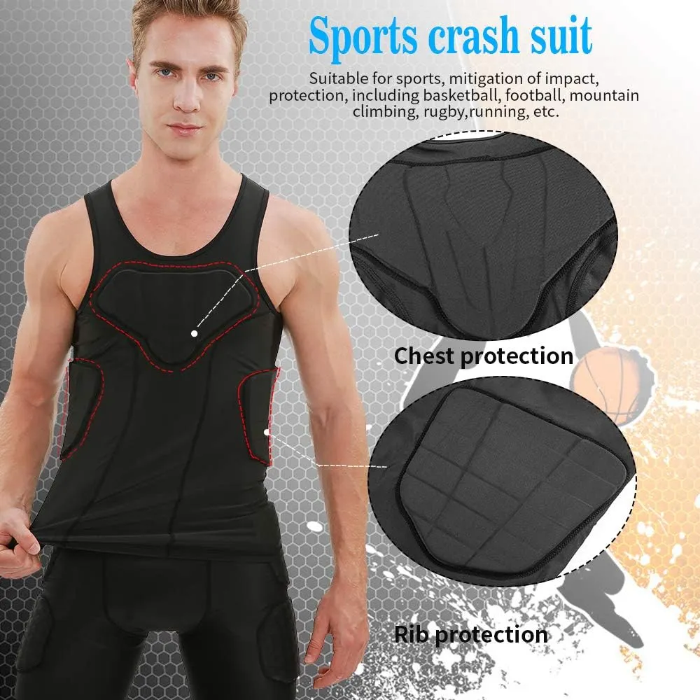 DGXINJUN Men Padded Chest Rib Protector Vest 4-Pads Shirt for Adult Football Baseball Softball Rugby Basketball