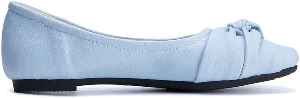 DINTAHA Womens Ballet Flat with Bow,Womens Square Toe Flats,Casual Slip On Work Flat Ballerina Shoes