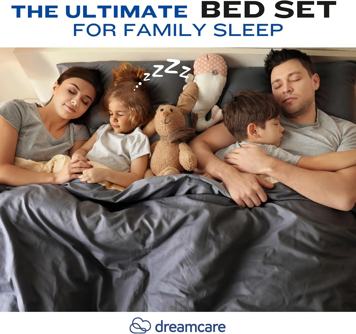 DREAMCARE King Size Sheets Set - Cooling Bed Sheets - 4pcs Set - up to 15" Deep Pocket King Sheet Set – Soft & Long Lasting Cooling - 100% Fine Brushed Polyester with Side Pocket - Gray