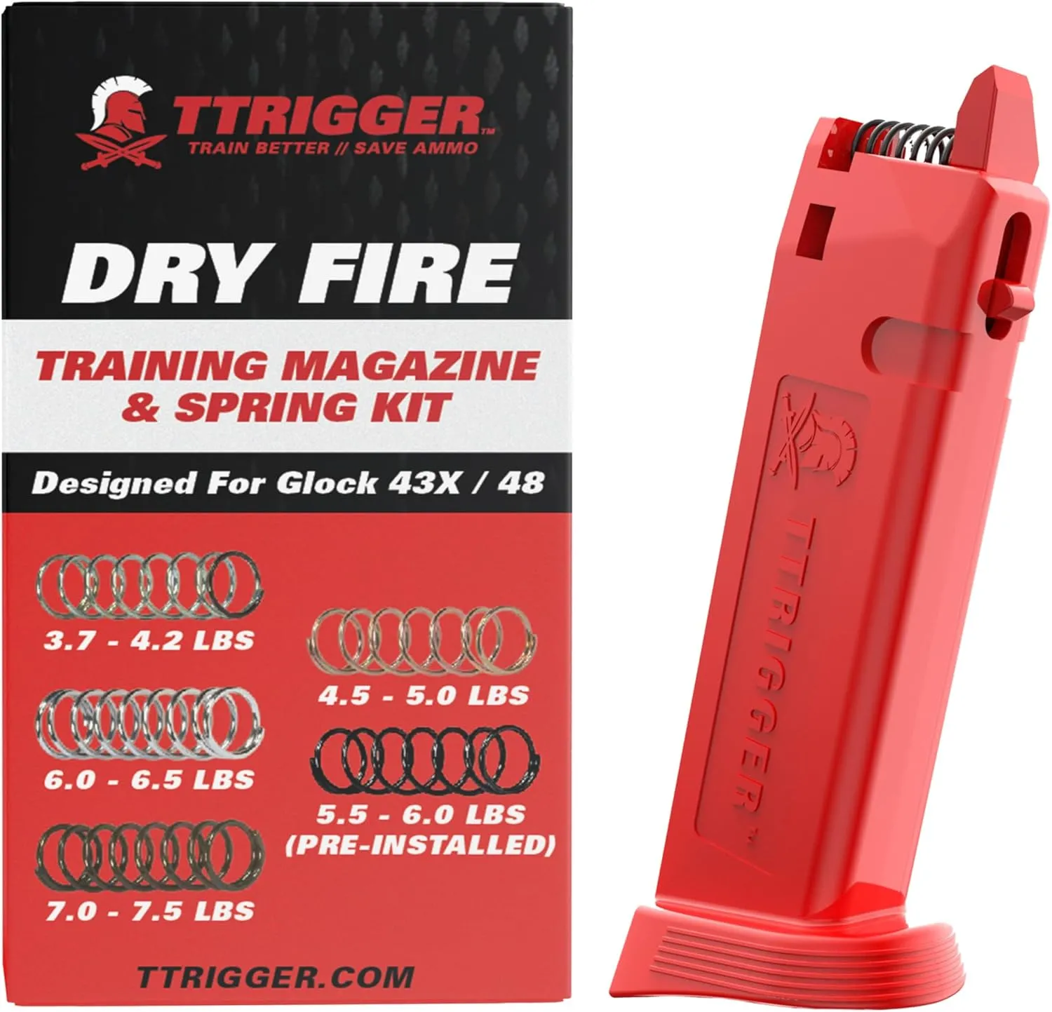Dry Fire Magazine for Glock 43X & G48 - Safe Dry Fire Practice, Enhanced Trigger Control, Durable Glock Dry Fire Magazine, Not Compatible with 9mm Laser Systems or Glock 43