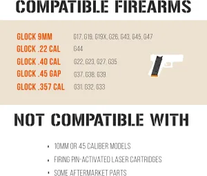 Dry Fire Training Compatible with G17, 19, 22, 23, 26, 27, 31, 32, 33, 34, 35, 37, 38, 39, 44, 45, 47, 49 - Magazine   Laser