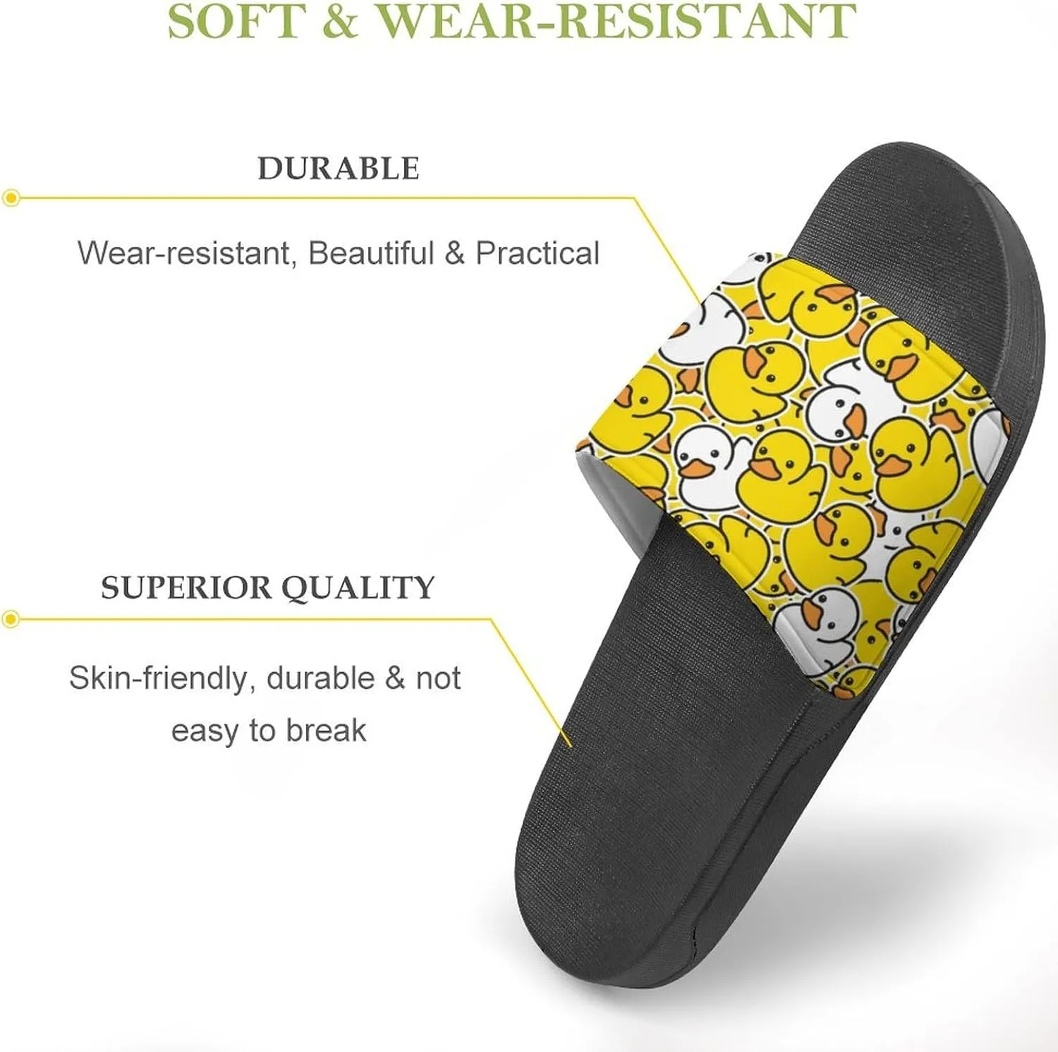 Duck Rubber Womens Slide Sandals Non Slip Summer House Slippers for Girls Slip-on Flip Flops