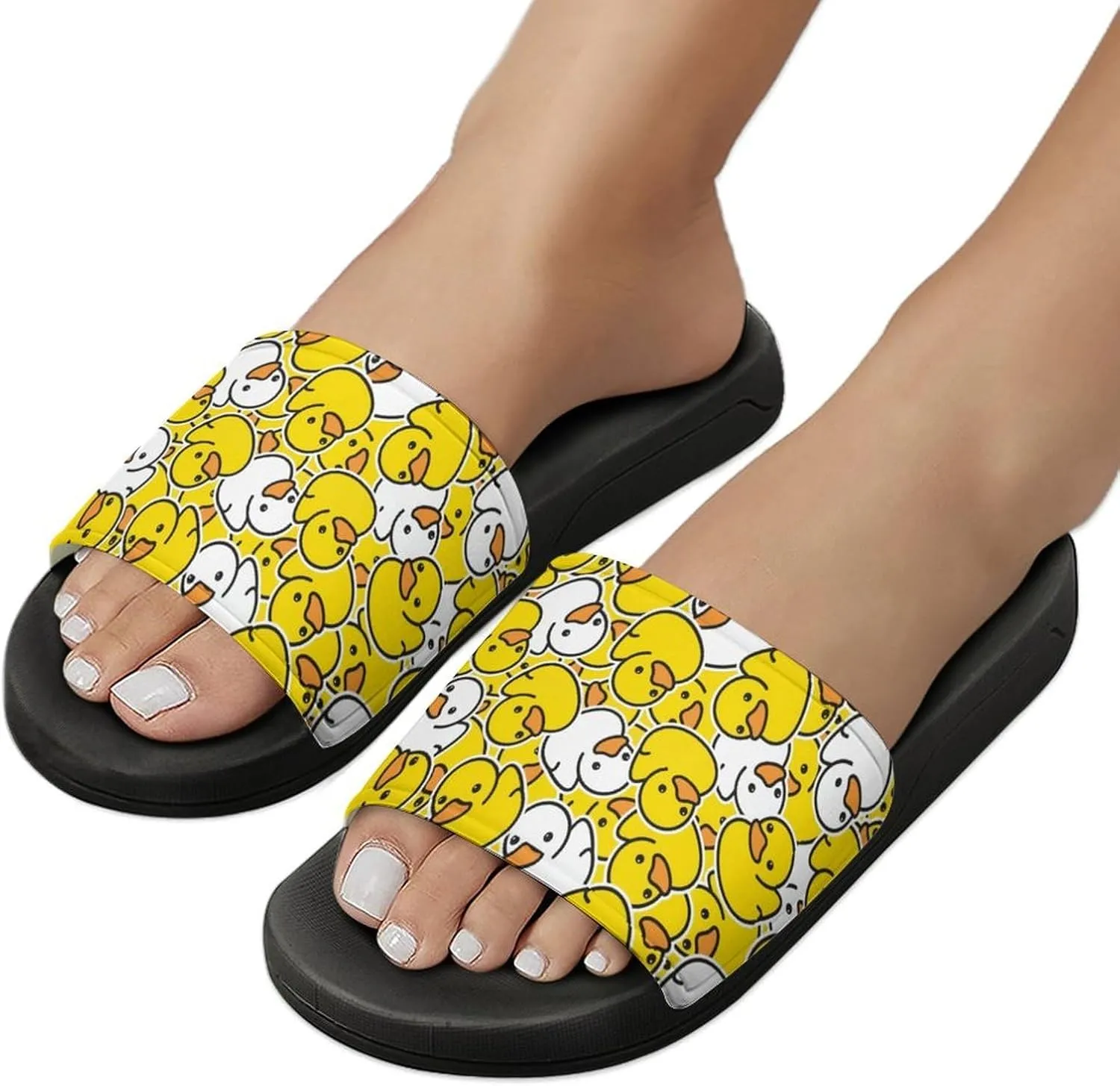 Duck Rubber Womens Slide Sandals Non Slip Summer House Slippers for Girls Slip-on Flip Flops