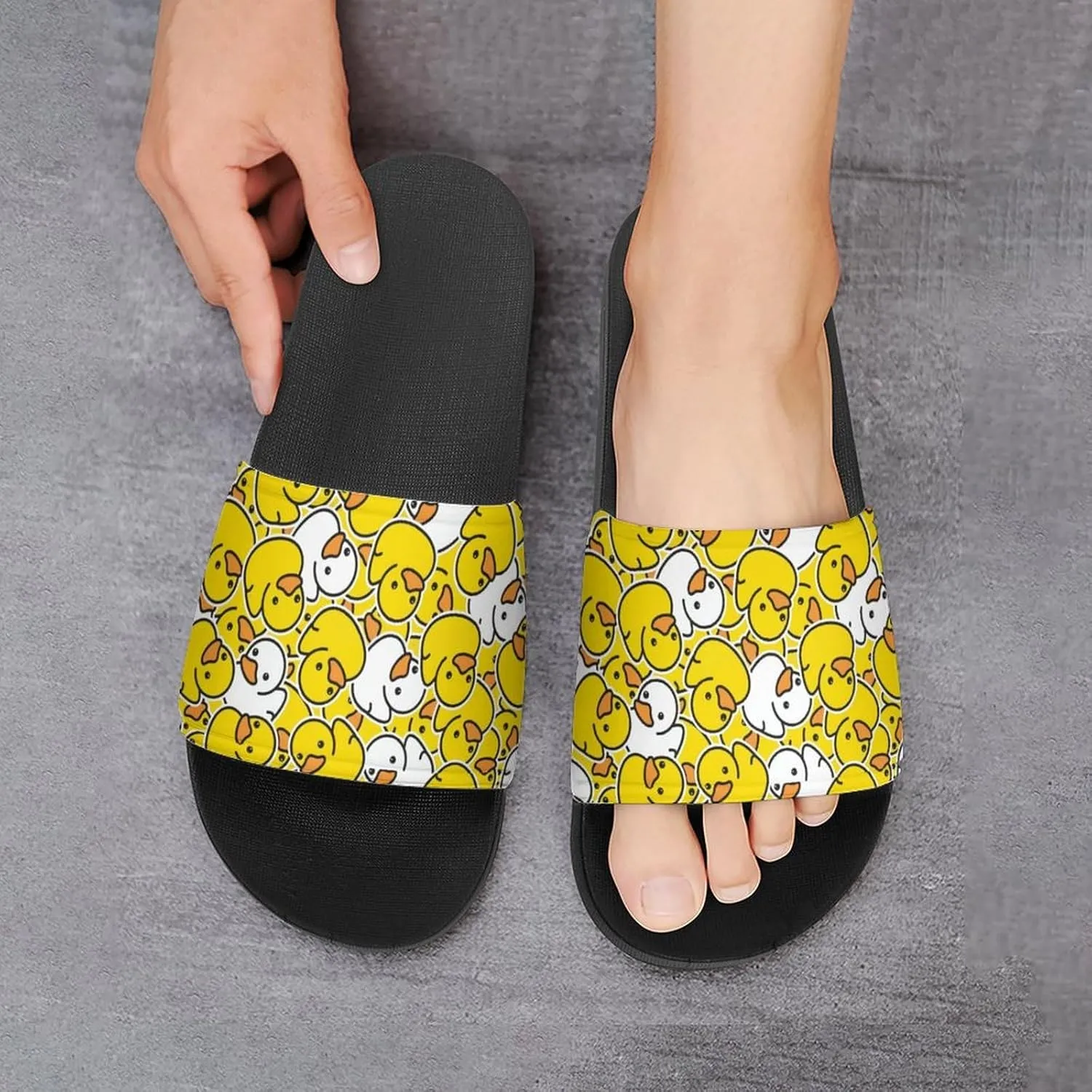Duck Rubber Womens Slide Sandals Non Slip Summer House Slippers for Girls Slip-on Flip Flops