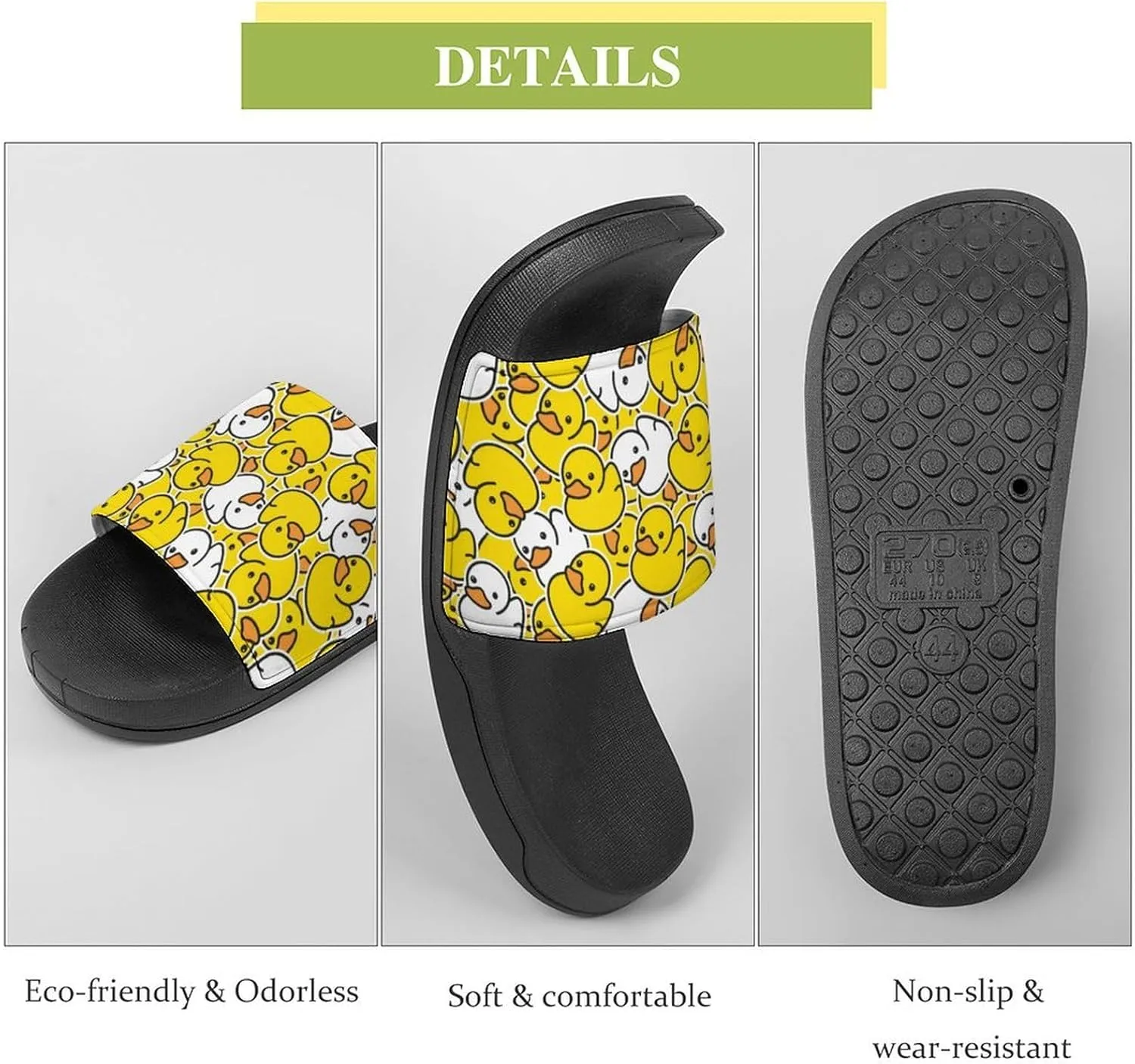 Duck Rubber Womens Slide Sandals Non Slip Summer House Slippers for Girls Slip-on Flip Flops