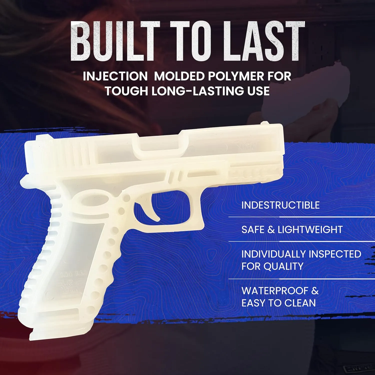 Durable Plastic Polymer Training Pistol - Lightweight Realistic Training Gun for Safe Dry Fire Drills, Draw, Grip, Movement - Compatible with Glock 19 & 23 - Fits WML, IWB & Safariland ALS Holster