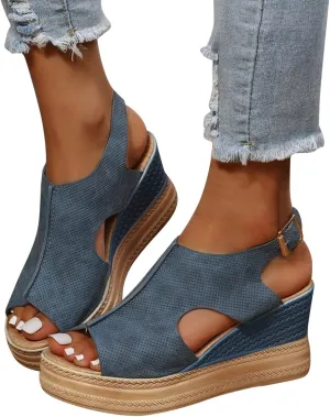 Eduavar Womens Sandals, Womens Sandals Casual Summer High Platform Sandals Espadrille Ankle Strap Sandals