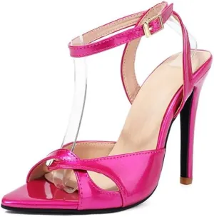 Elbslutt Women's Strappy Pointy Heeled Sandals for Women Open Toe Stiletto High Heels Sandal Sexy Buckle Strappy Ankle Strap High Heel Sandals for Party Prom