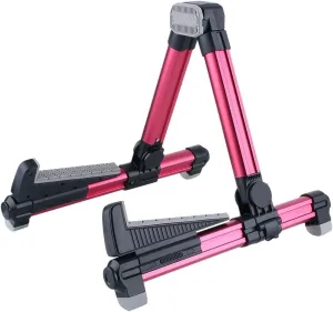 ENO MUSIC Alumium Alloy A-Frame Universal Folding Acoustic Guitar Stand, Suitable for Electric Bass Guitars, Red