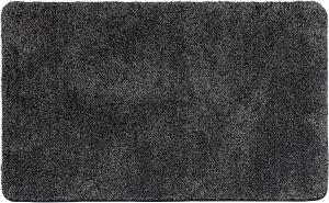 Eurow Trek N' Clean Soft & Plush Microfiber Traction Floor Mat, Super Absorbent, Fast-Drying, Anti-Slip Rug for Entryway, Kitchen, Bedroom, Traps Dirt, Mud & Water, 36 x 23.5 in, Gray and Black