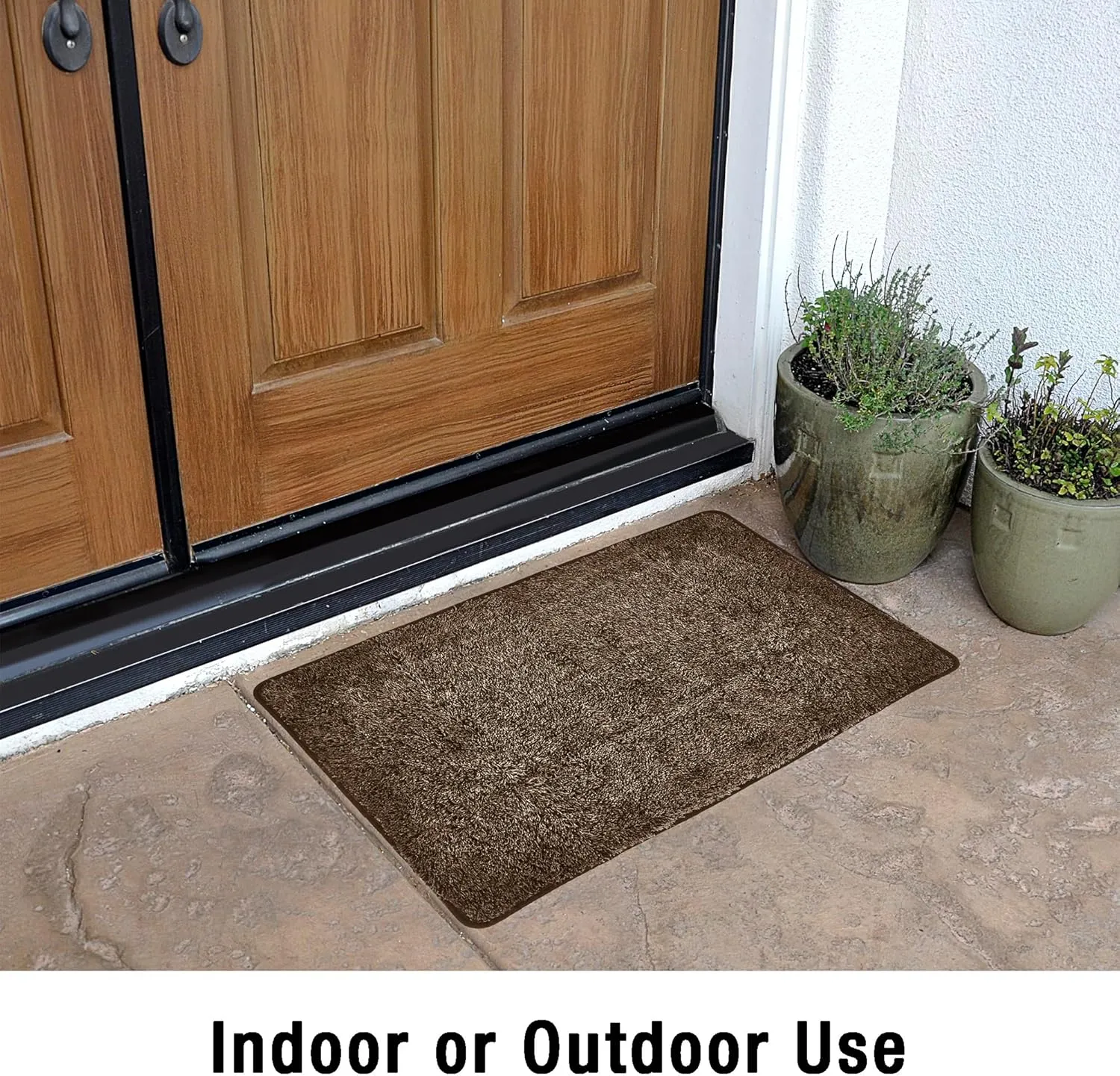 Eurow Trek N' Clean Soft & Plush Microfiber Traction Floor Mat, Super Absorbent, Fast-Drying, Anti-Slip Rug for Entryway, Kitchen, Bedroom, Traps Dirt, Mud & Water, 36 x 23.5 in, Tan and Brown